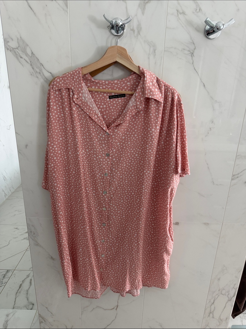 Casual Short Sleeve Button-Up Shirt - Dusty Rose Floral